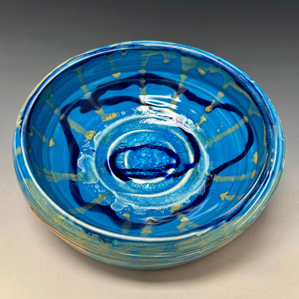 Blue painted ceramic bowl