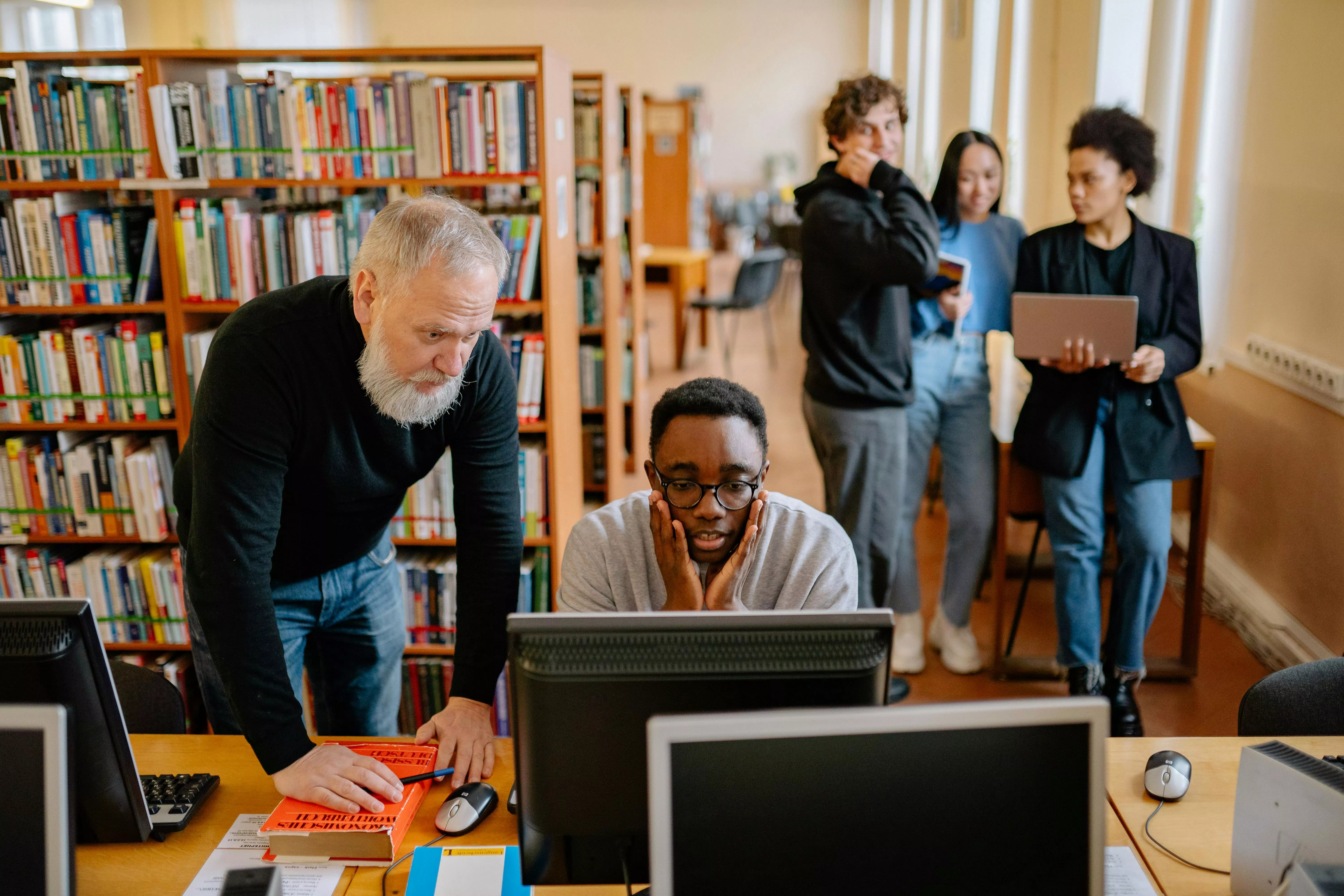 Adults at library