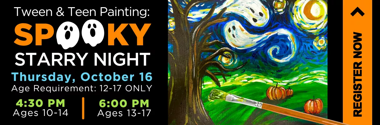 Starry Night painting with swirly ghosts added