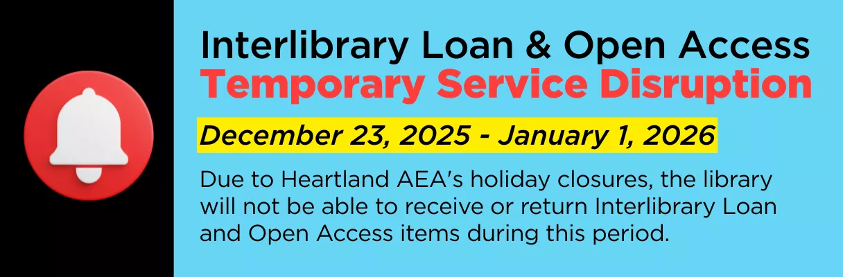 ILL and Open Access unavailable December 23 through January 1