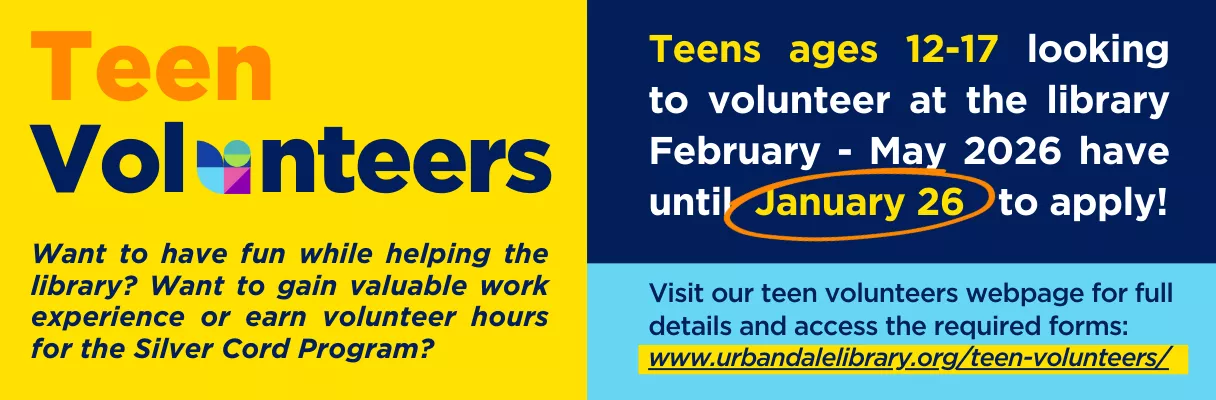 Teen Volunteers Wanted for Winter-Spring 2026