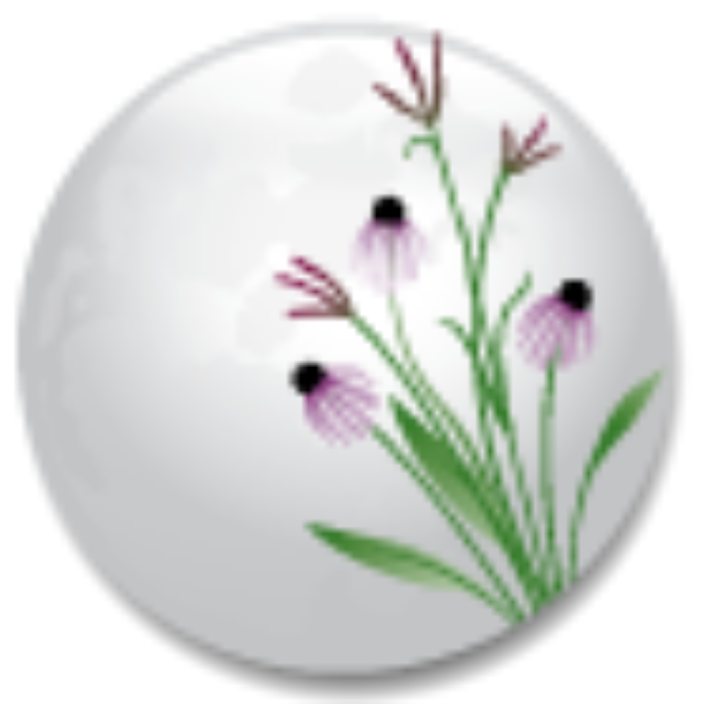 Prairie Moon Nursery Logo shows a purple flowers in front of a moon