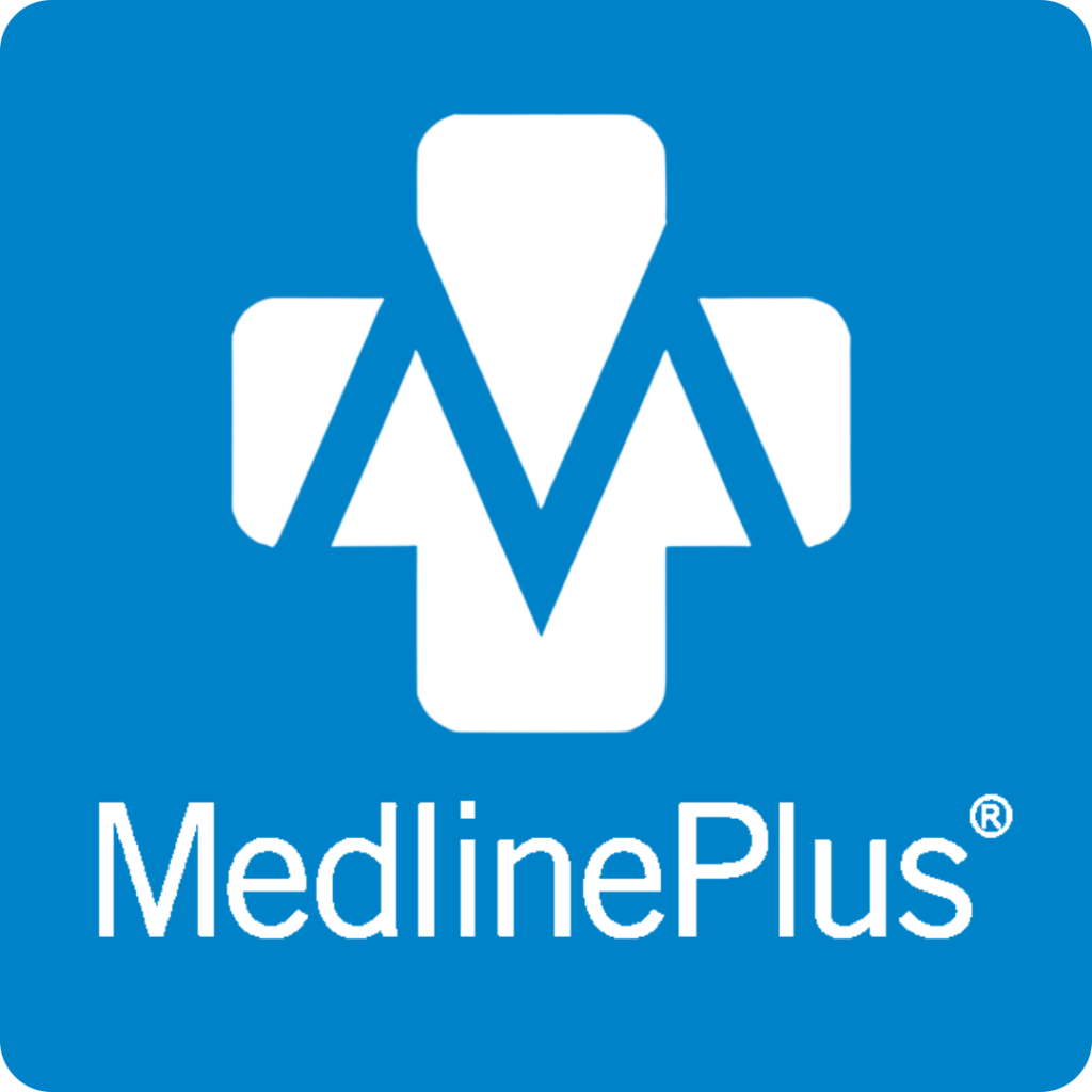 Medline Plus logo shows a large plus sign with a M through the middle